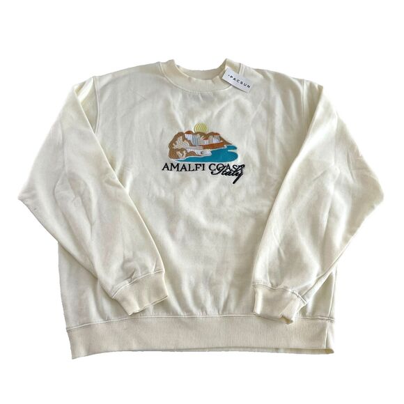 PacSun Amalfi Coast Embroidery Crew Neck Sweats Men's M Crew Neck Sweatshirt NWT - Picture 2 of 10